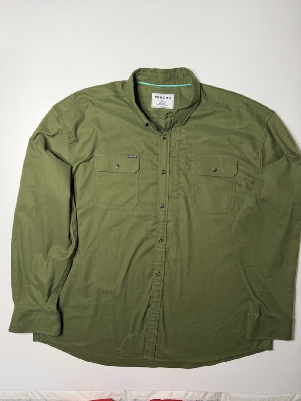 Poncho The Grizzly Plaid Flannel Shirt Magnet Pockets Green Mens XXL